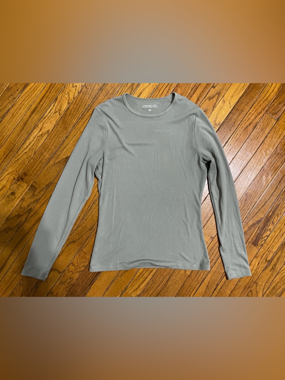 Abercrombie & Fitch Green Long Sleeve Fitted Ribbed Crew Neck Top Size M